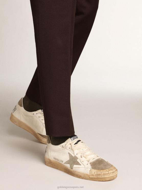 FDVPX634 Golden Goose hombres Zapatillas deportivas ball star ltd de napa blanca con estrella de ante gris paloma y refuerzo en el talón