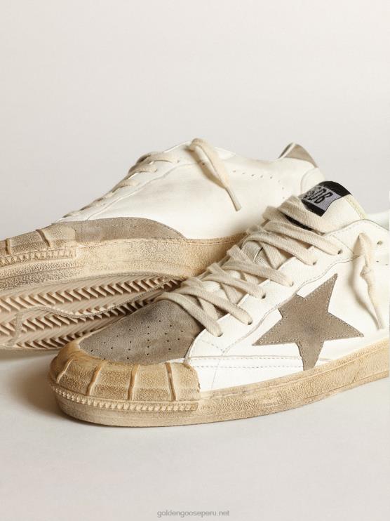 FDVPX634 Golden Goose hombres Zapatillas deportivas ball star ltd de napa blanca con estrella de ante gris paloma y refuerzo en el talón