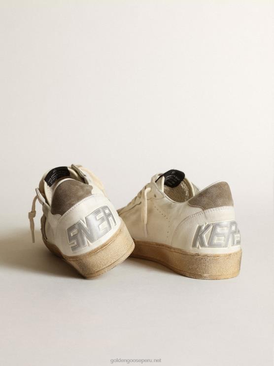 FDVPX634 Golden Goose hombres Zapatillas deportivas ball star ltd de napa blanca con estrella de ante gris paloma y refuerzo en el talón