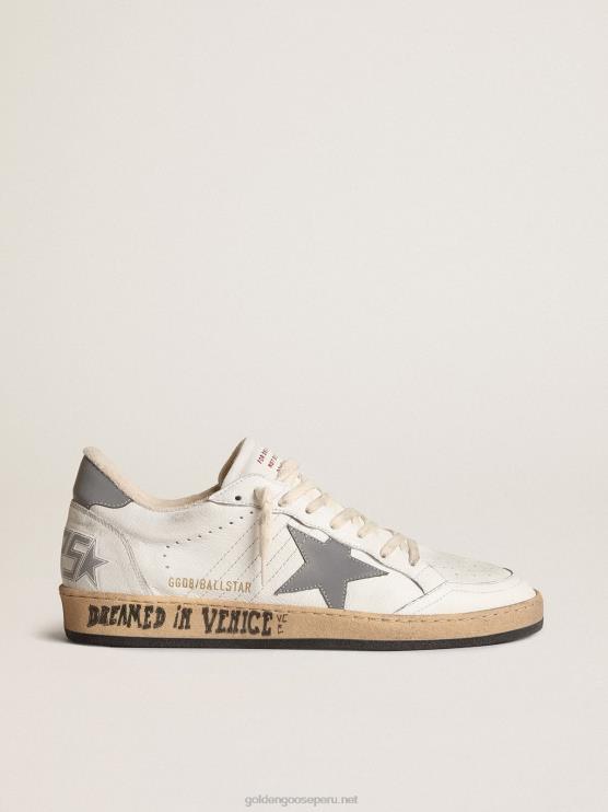 FDVPX644 Golden Goose hombres estrella bola de napa con estrella de nailon reflectante gris y refuerzo en el talón