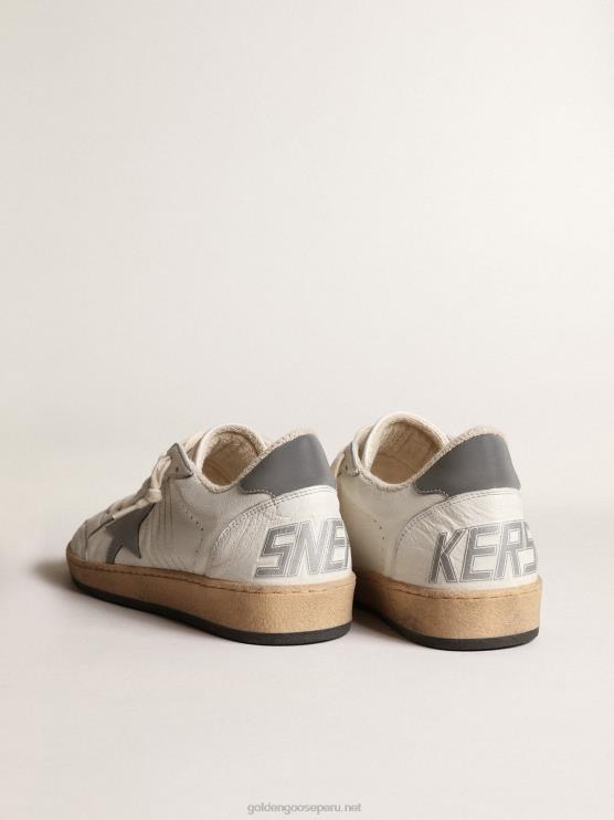 FDVPX644 Golden Goose hombres estrella bola de napa con estrella de nailon reflectante gris y refuerzo en el talón