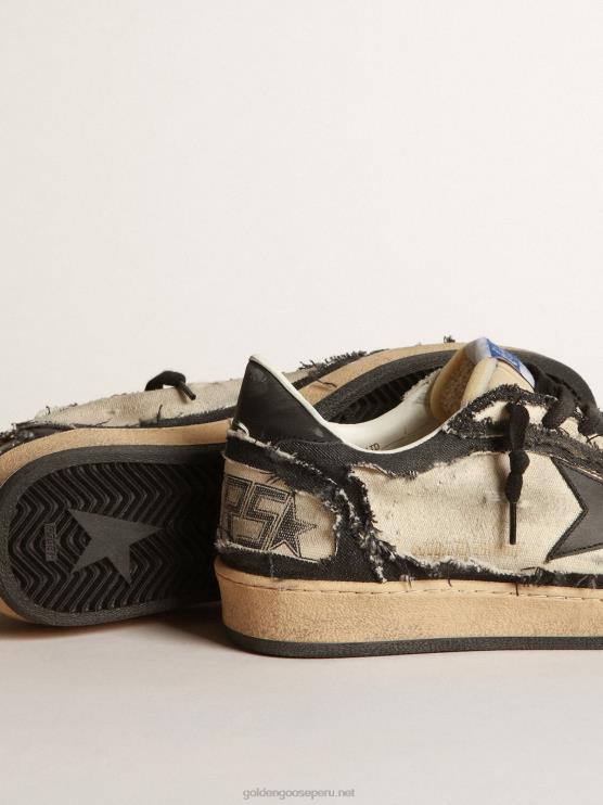 FDVPX683 Golden Goose hombres ball star lab de lona blanca y denim azul con estrella de piel negra