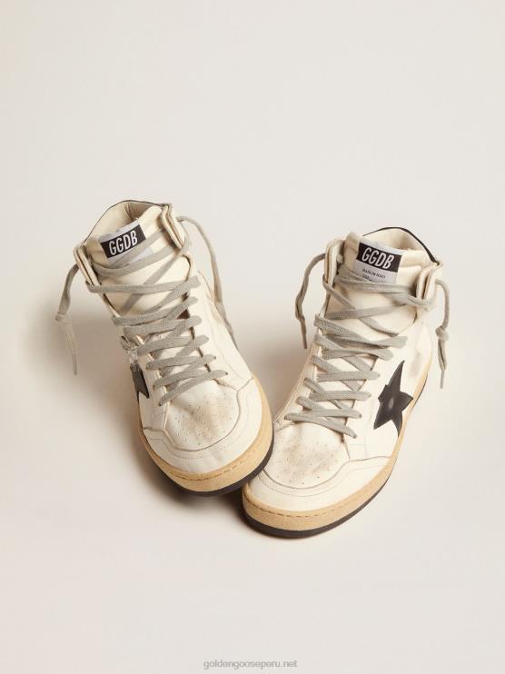 FDVPX542 Golden Goose hombres zapatillas sky-star con firma en el tobillo e inserciones de piel negra