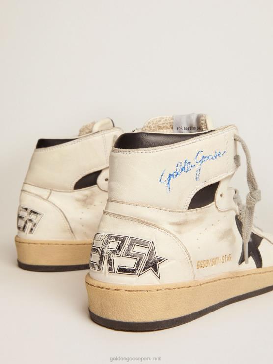 FDVPX542 Golden Goose hombres zapatillas sky-star con firma en el tobillo e inserciones de piel negra
