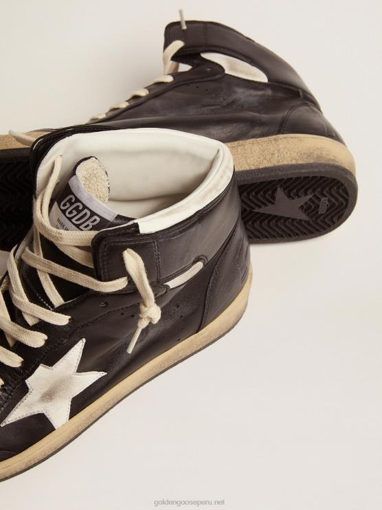 FDVPX550 Golden Goose hombres zapatillas sky-star de napa negra con estrella de napa blanca