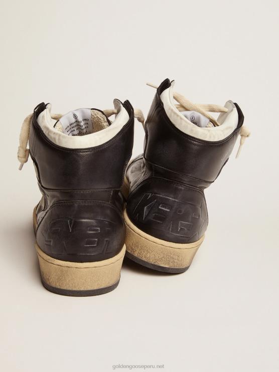 FDVPX550 Golden Goose hombres zapatillas sky-star de napa negra con estrella de napa blanca