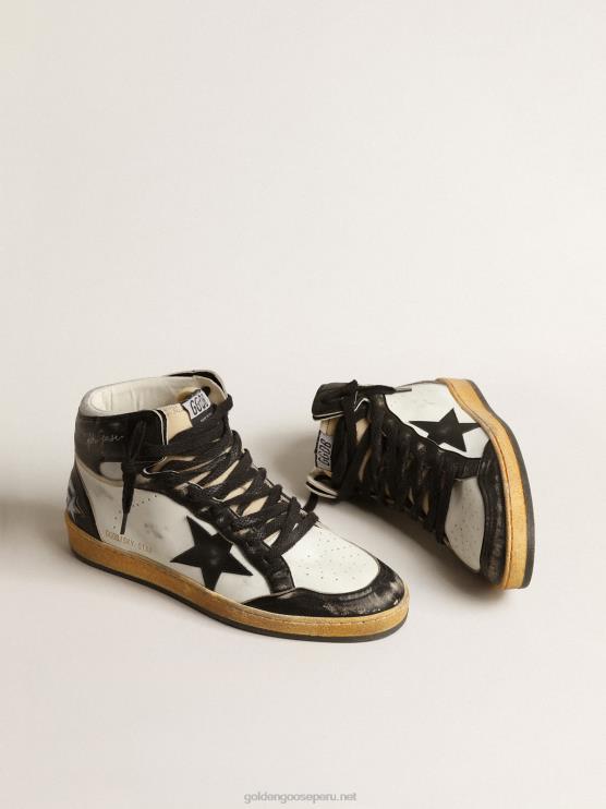 FDVPX616 Golden Goose hombres sky-star de napa blanca con estrella de piel negra