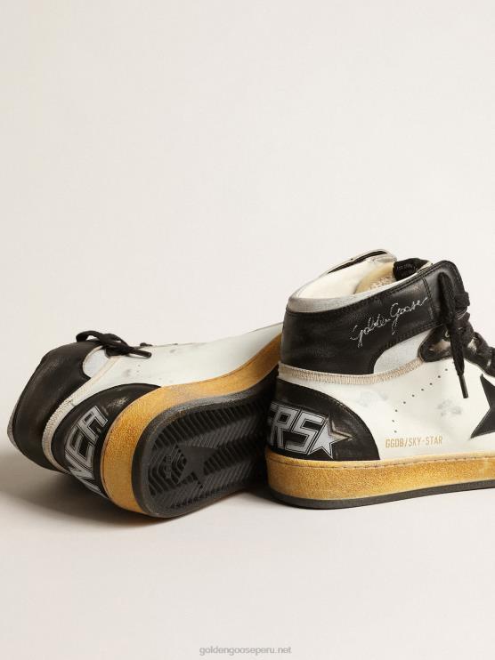 FDVPX616 Golden Goose hombres sky-star de napa blanca con estrella de piel negra
