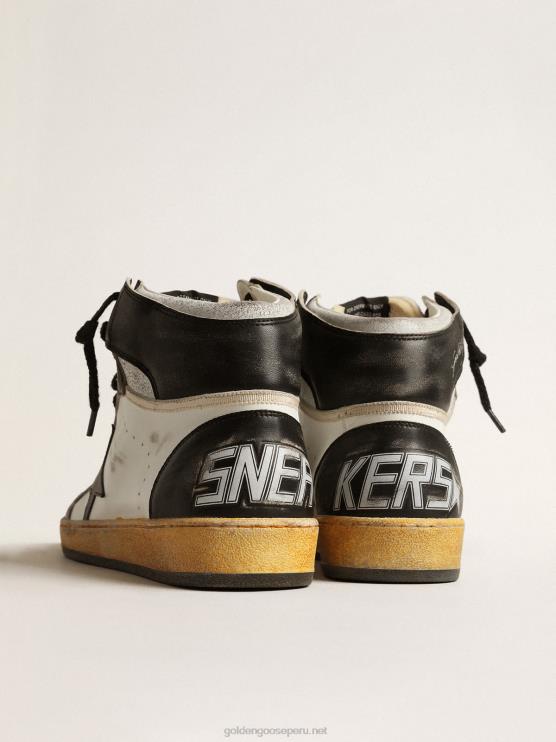 FDVPX616 Golden Goose hombres sky-star de napa blanca con estrella de piel negra