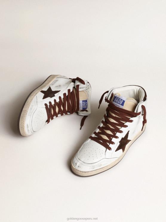 FDVPX661 Golden Goose hombres sky-star de napa blanca con estrella de ante chocolate