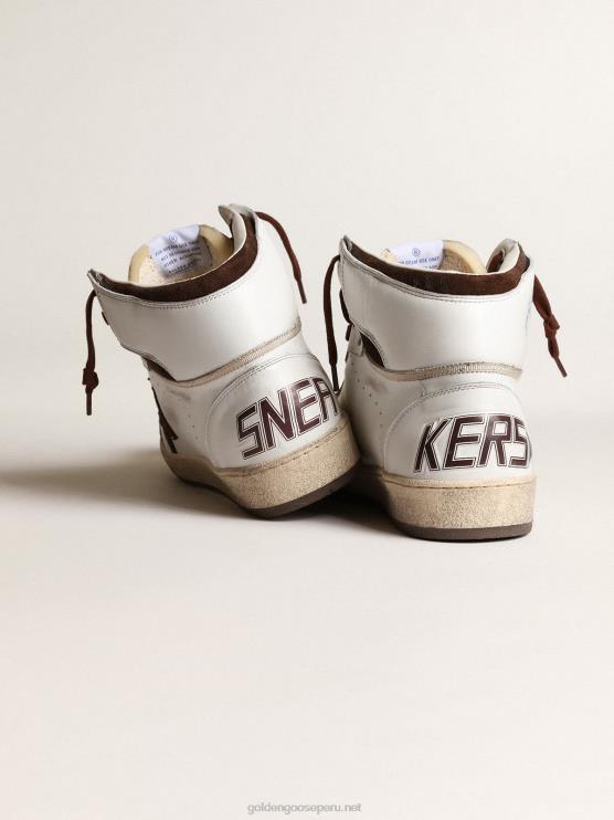FDVPX661 Golden Goose hombres sky-star de napa blanca con estrella de ante chocolate