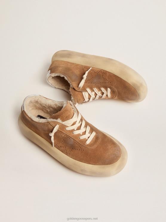 FDVPX514 Golden Goose hombres Zapato space-star de ante color tabaco con interior de borrego