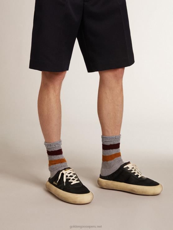 FDVPX608 Golden Goose hombres zuecos space-star de nailon negro con estrella de piel negra
