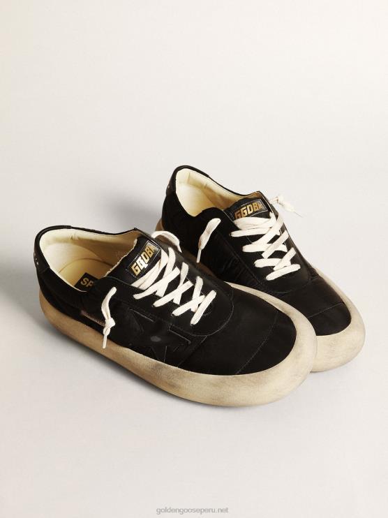 FDVPX610 Golden Goose hombres space-star de nailon con estrella de piel negra y refuerzo en el talón