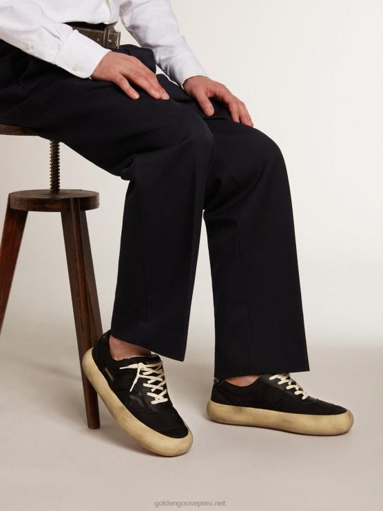 FDVPX610 Golden Goose hombres space-star de nailon con estrella de piel negra y refuerzo en el talón