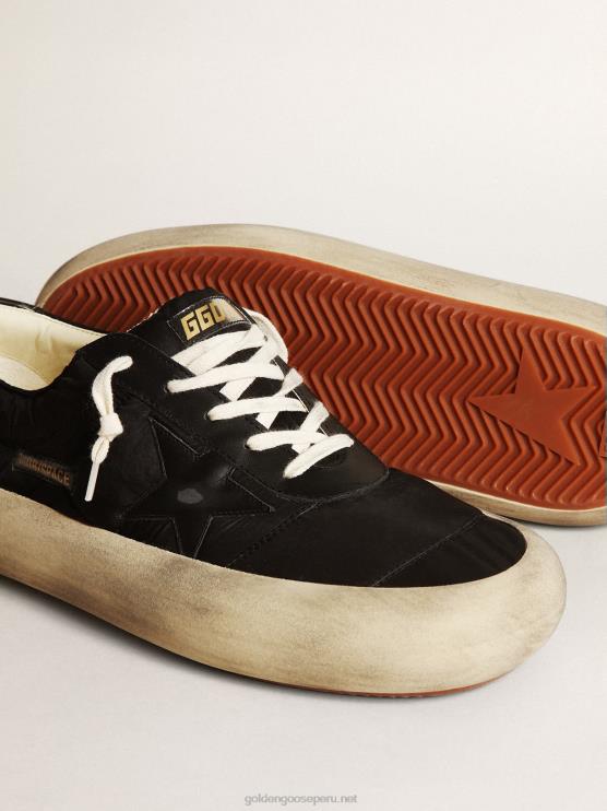 FDVPX610 Golden Goose hombres space-star de nailon con estrella de piel negra y refuerzo en el talón