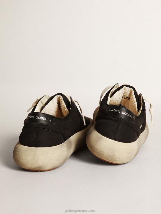 FDVPX610 Golden Goose hombres space-star de nailon con estrella de piel negra y refuerzo en el talón