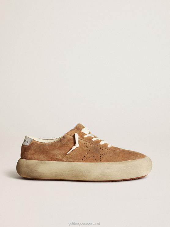 FDVPX611 Golden Goose hombres space-star de ante color tabaco con estrella perforada