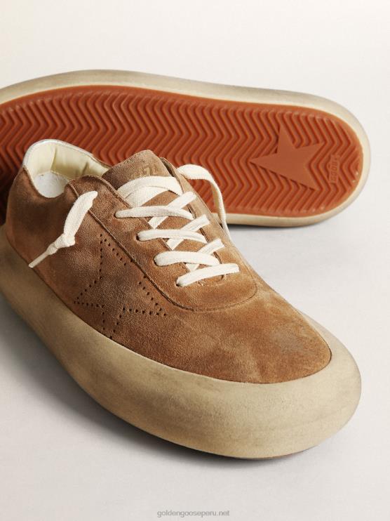 FDVPX611 Golden Goose hombres space-star de ante color tabaco con estrella perforada