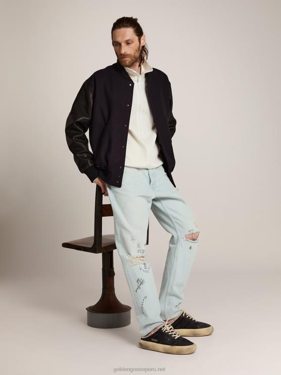 FDVPX613 Golden Goose hombres sabot space-star de nailon negro acolchado con forro de borrego