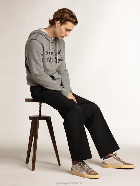 FDVPX642 Golden Goose hombres estrella media de malla y ante con estrella de piel plateada