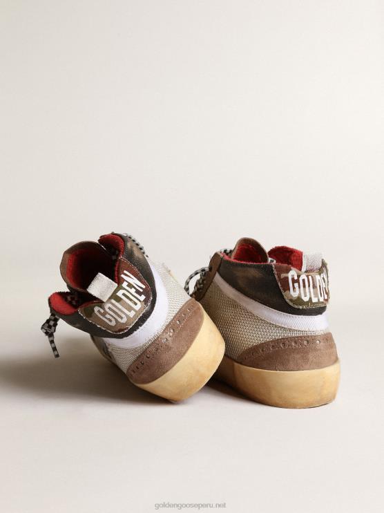 FDVPX642 Golden Goose hombres estrella media de malla y ante con estrella de piel plateada