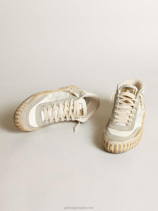 FDVPX660 Golden Goose hombres estrella media con inserciones de ante gris hielo y estrella blanca