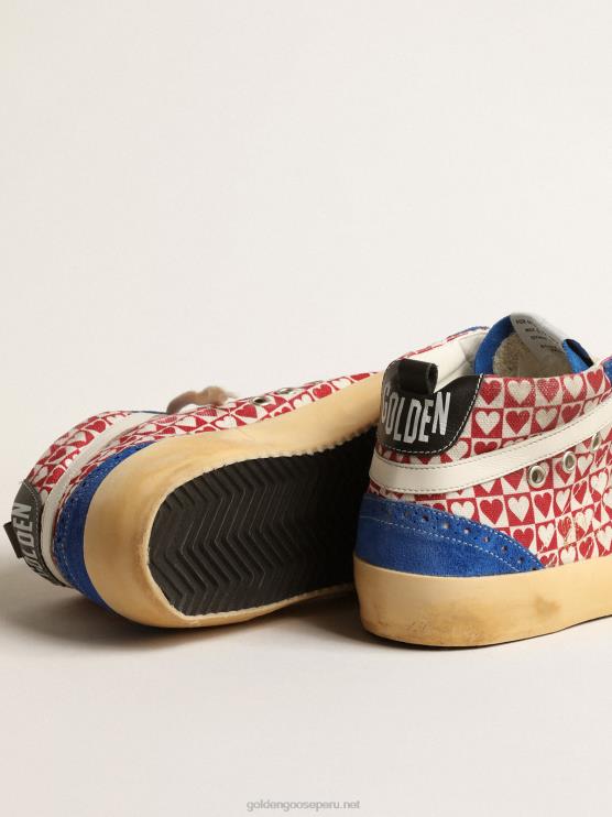 FDVPX688 Golden Goose hombres mid star de lona con estampado de corazones y estrella plateada