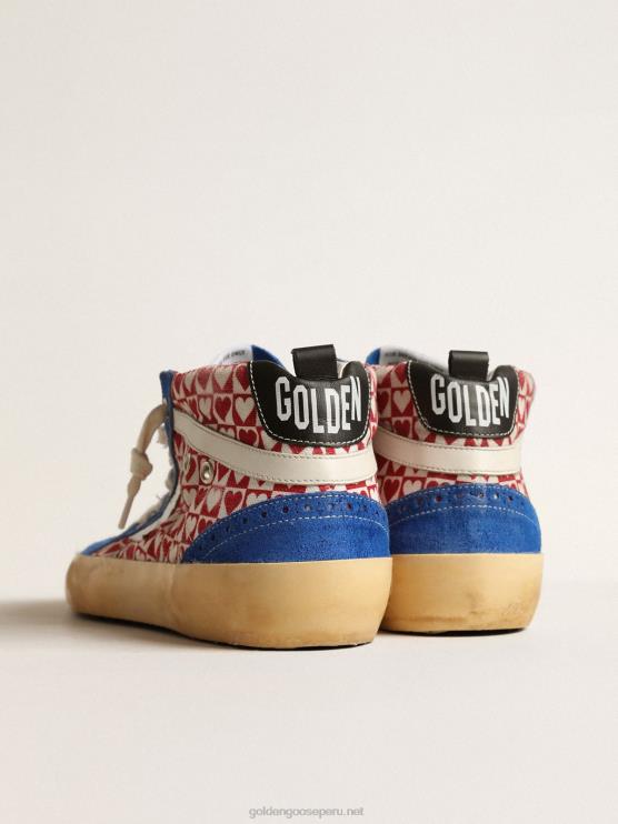 FDVPX688 Golden Goose hombres mid star de lona con estampado de corazones y estrella plateada