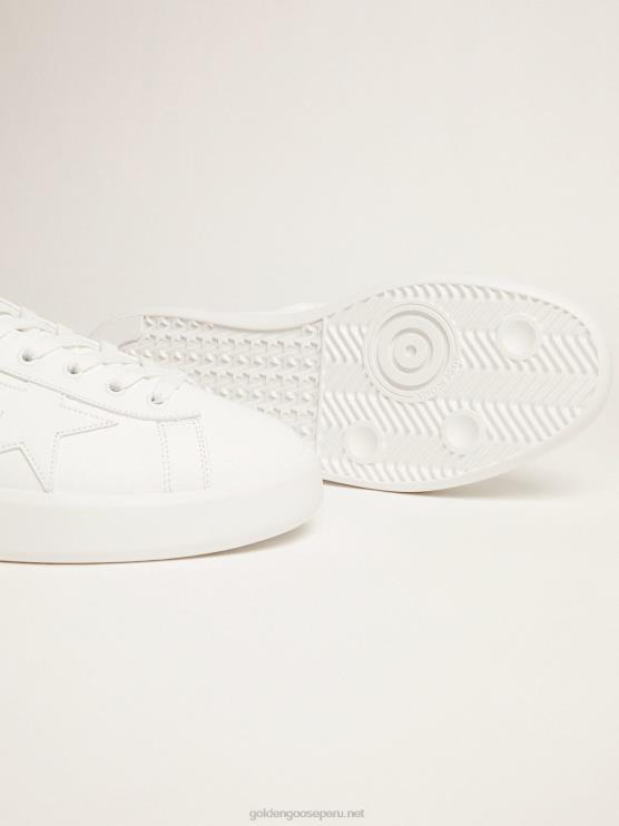 FDVPX553 Golden Goose hombres zapatillas deportivas purestar blancas con refuerzo en el talón naranja fluorescente