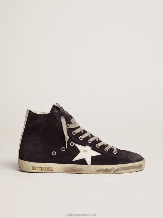 FDVPX521 Golden Goose hombres zapatillas francy de piel con estrella de piel y refuerzo en el talón