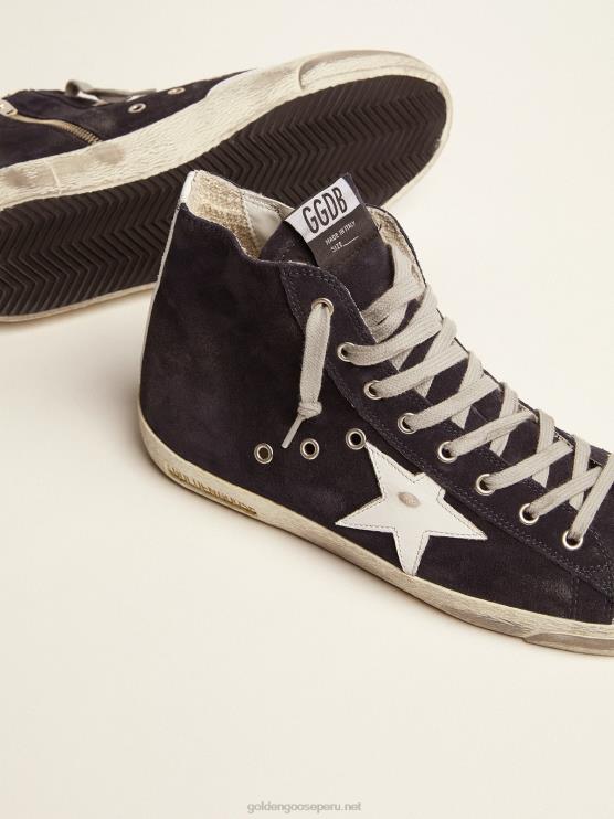 FDVPX521 Golden Goose hombres zapatillas francy de piel con estrella de piel y refuerzo en el talón