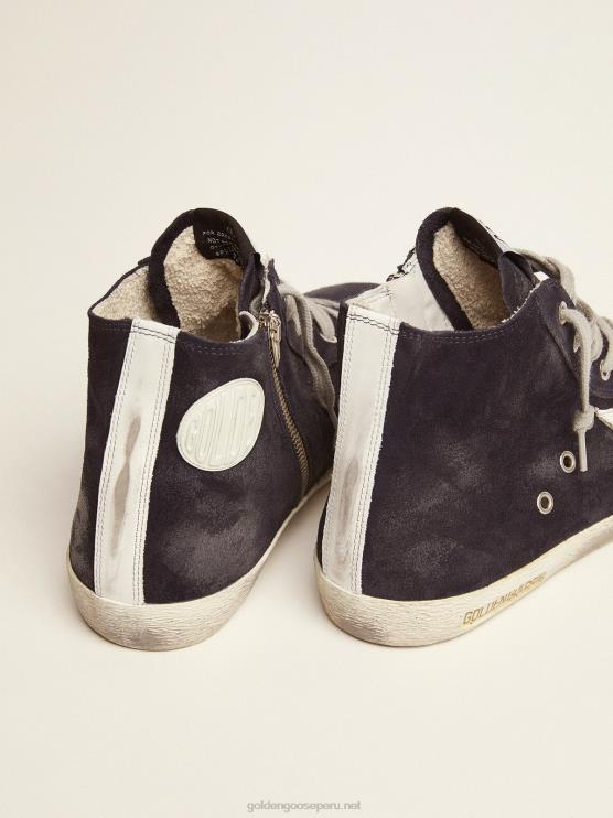 FDVPX521 Golden Goose hombres zapatillas francy de piel con estrella de piel y refuerzo en el talón