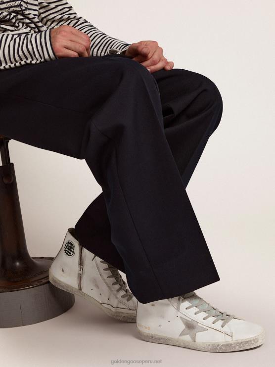 FDVPX592 Golden Goose hombres zapatillas francy de piel con estrella plateada