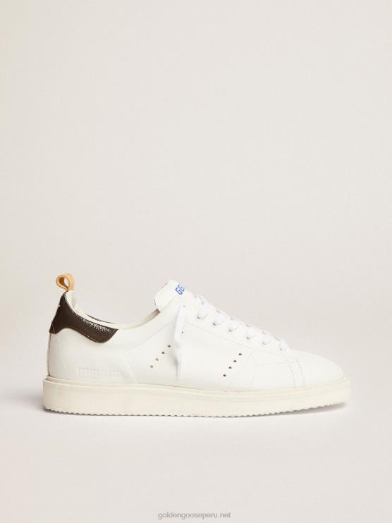 FDVPX518 Golden Goose hombres zapatillas deportivas starter de naplak blanco con refuerzo de charol gris en el talón