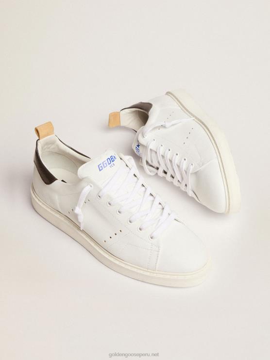 FDVPX518 Golden Goose hombres zapatillas deportivas starter de naplak blanco con refuerzo de charol gris en el talón