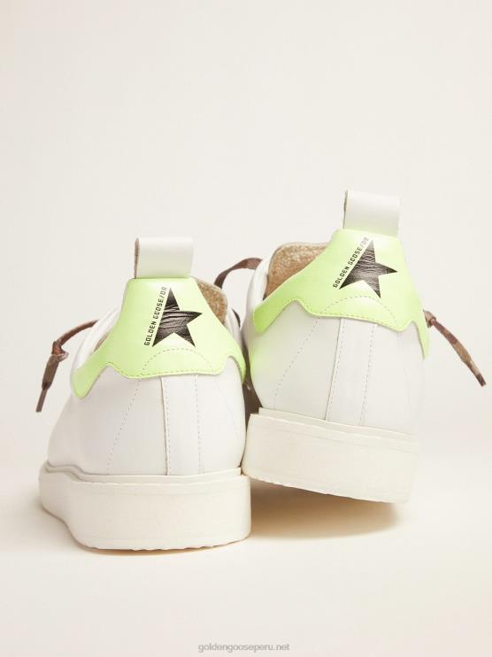 FDVPX599 Golden Goose hombres zapatillas blancas starter ltd con refuerzo amarillo fluorescente en el talón