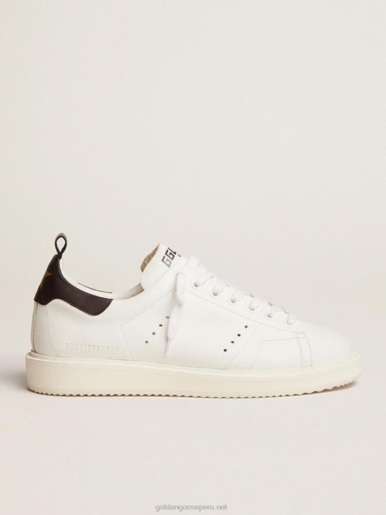 FDVPX687 Golden Goose hombres zapatillas deportivas starter de piel blanca con refuerzo del talón de piel negra