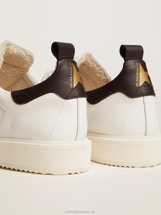 FDVPX687 Golden Goose hombres zapatillas deportivas starter de piel blanca con refuerzo del talón de piel negra