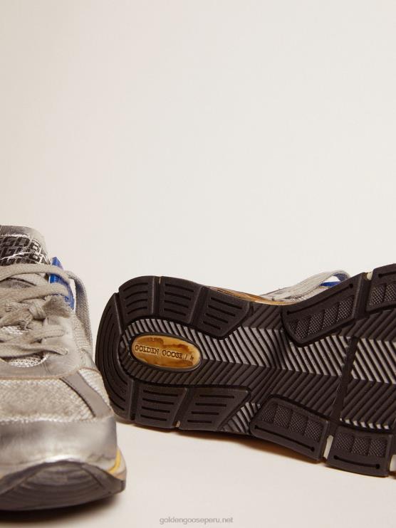 FDVPX587 Golden Goose hombres zapatillas dad-star plateadas con acabado envejecido