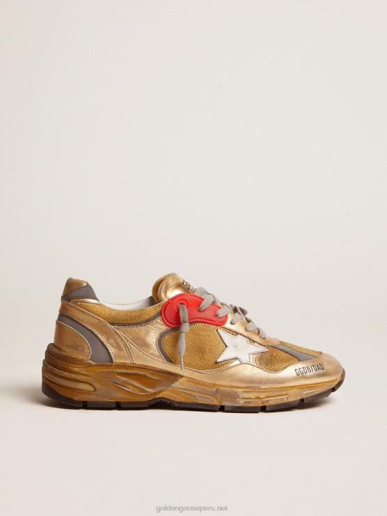 FDVPX590 Golden Goose hombres zapatillas dad-star doradas con acabado envejecido