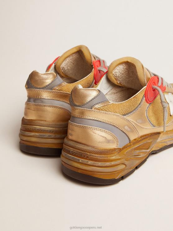 FDVPX590 Golden Goose hombres zapatillas dad-star doradas con acabado envejecido