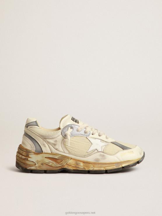 FDVPX663 Golden Goose hombres dad-star de napa beige y nailon con estrella de piel blanca