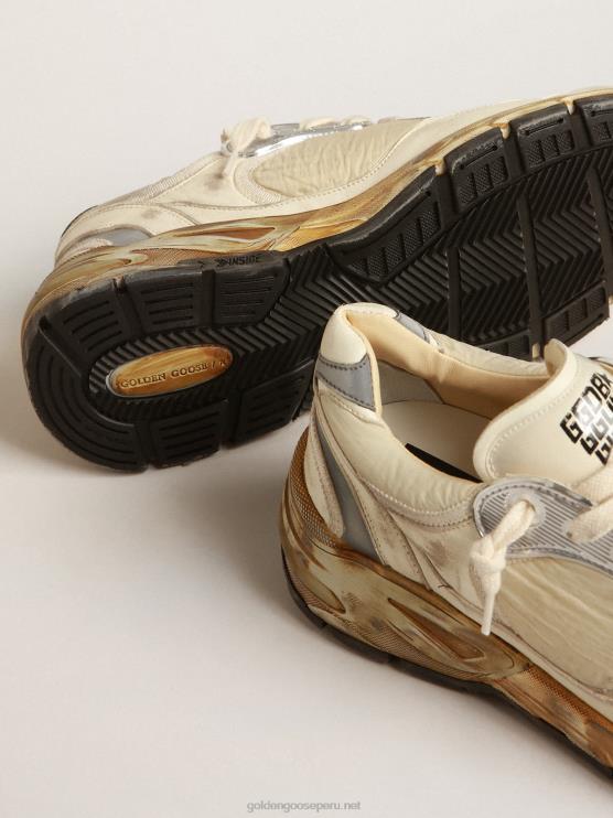 FDVPX663 Golden Goose hombres dad-star de napa beige y nailon con estrella de piel blanca
