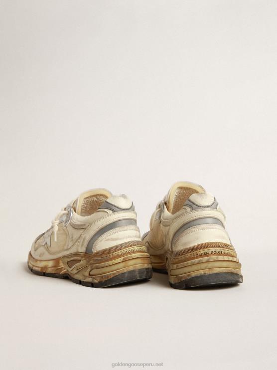 FDVPX663 Golden Goose hombres dad-star de napa beige y nailon con estrella de piel blanca
