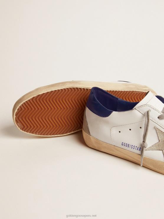 FDVPX502 Golden Goose hombres zapatillas super-star con estrella de ante y refuerzo azul en el talón