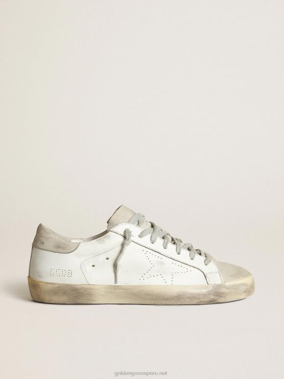 FDVPX512 Golden Goose hombres zapatillas super-star con estrella perforada y refuerzo del talón de nobuk gris hielo