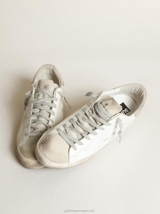 FDVPX512 Golden Goose hombres zapatillas super-star con estrella perforada y refuerzo del talón de nobuk gris hielo