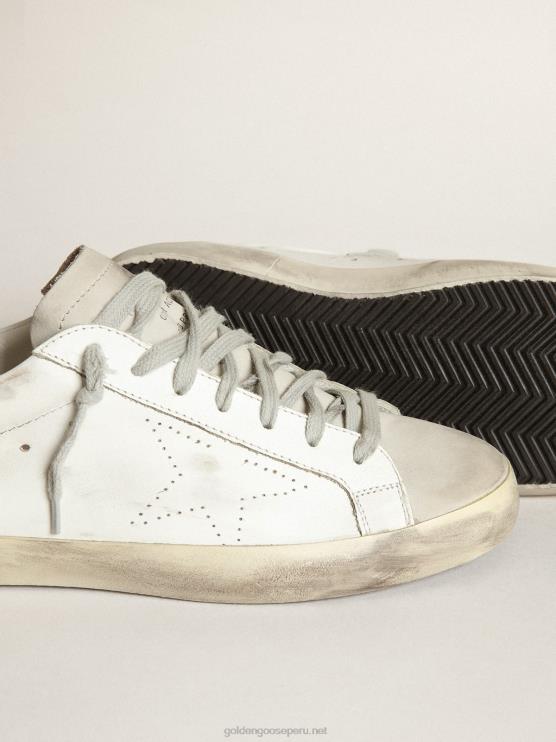FDVPX512 Golden Goose hombres zapatillas super-star con estrella perforada y refuerzo del talón de nobuk gris hielo