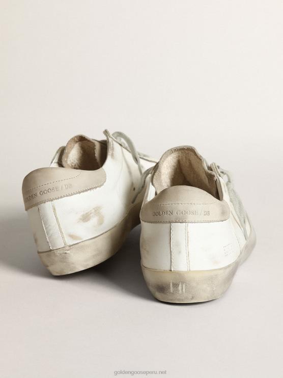 FDVPX512 Golden Goose hombres zapatillas super-star con estrella perforada y refuerzo del talón de nobuk gris hielo